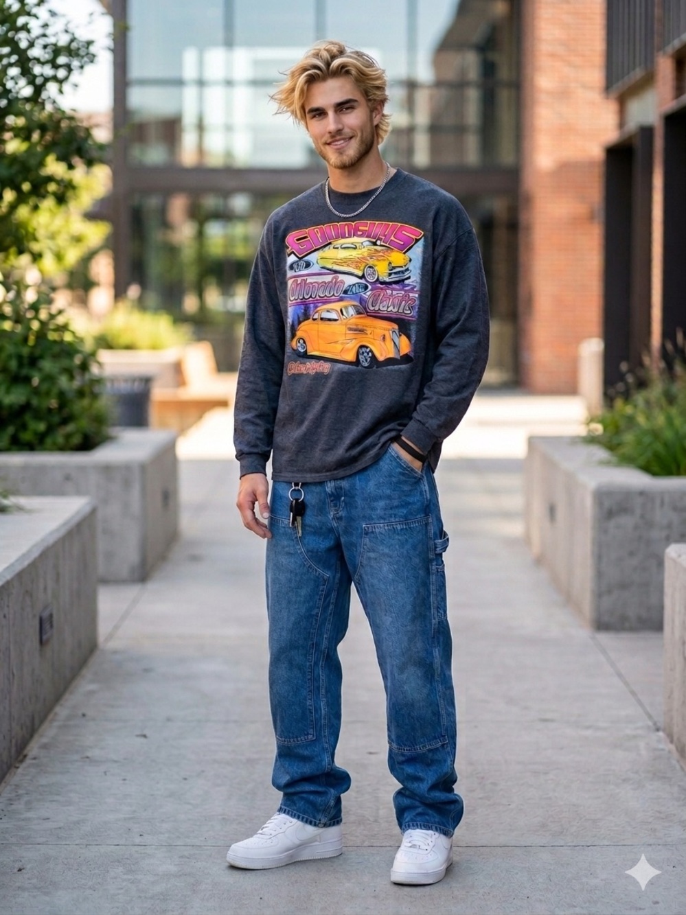 Vintage Y2K Streetwear Car Retro Graphic Good Guys Sweatshirt Front/Back Graphic